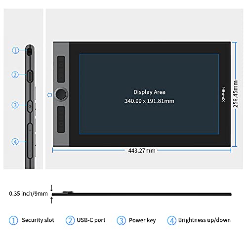 Drawing Tablet with Screen XPPen Artist Pro 16 Drawing Display Full Laminated Graphics Pen Display with Battery-Free Digital Eraser X3 Stylus and 8 Shortcut Keys&2 Dials(133% sRGB,15.4 Inch)