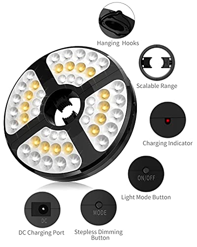 Patio Umbrella Lights, Rechargeable Umbrella Light 48 LED Lights 3 Modes Cordless Umbrella Pole Light for Patio Umbrellas, Camping Tents and Other Outdoor Use