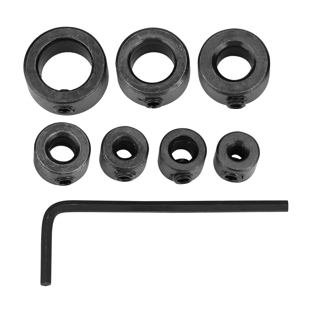 7Pcs/Set Drill Depth Stop, Drill Bit Depth Stop Drill Stop Rings Set 3-12mm Collars Limit Ring Chuck Positioner Locator with Hex Wrench Woodworking Tool