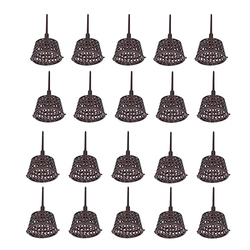 Yosoo 20PCS Plastic Fertilizer Mesh Baskets with Lids Anti‑Aging Planting Food Net Pots Garden Nutrition Cups for Succulent, Orchid, Bonsai Brown 3.1in x 1.8in