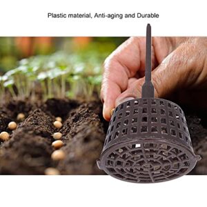 Yosoo 20PCS Plastic Fertilizer Mesh Baskets with Lids Anti‑Aging Planting Food Net Pots Garden Nutrition Cups for Succulent, Orchid, Bonsai Brown 3.1in x 1.8in