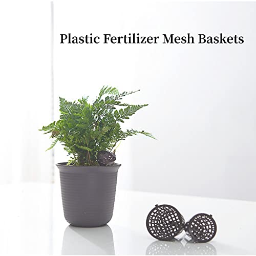 Yosoo 20PCS Plastic Fertilizer Mesh Baskets with Lids Anti‑Aging Planting Food Net Pots Garden Nutrition Cups for Succulent, Orchid, Bonsai Brown 3.1in x 1.8in