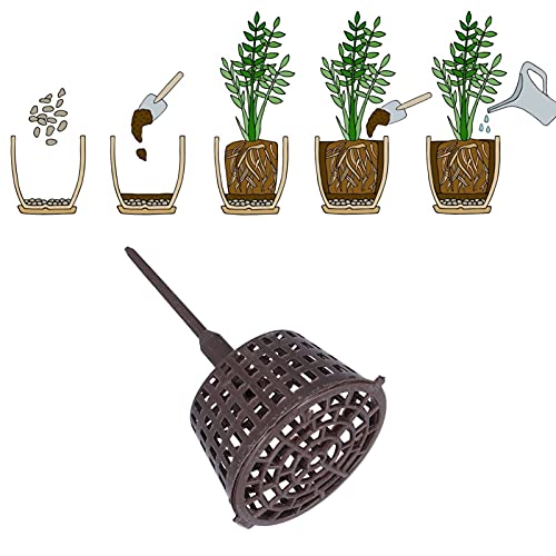 Yosoo 20PCS Plastic Fertilizer Mesh Baskets with Lids Anti‑Aging Planting Food Net Pots Garden Nutrition Cups for Succulent, Orchid, Bonsai Brown 3.1in x 1.8in