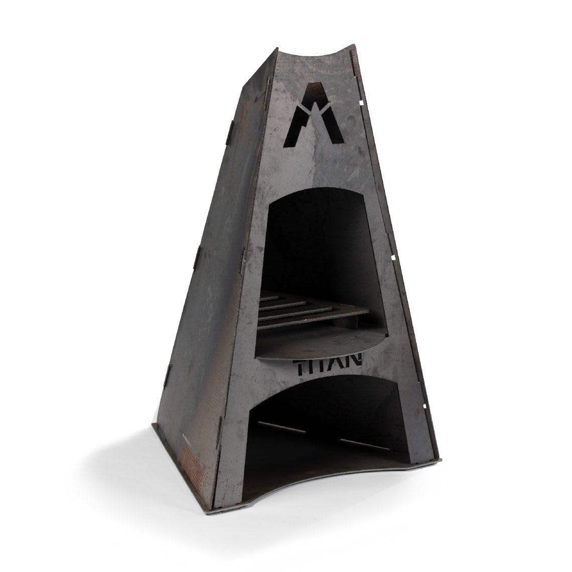 TITAN GREAT OUTDOORS 42" Matterhorn Pyramid Wood Fireplace Outdoor Chiminea Tower