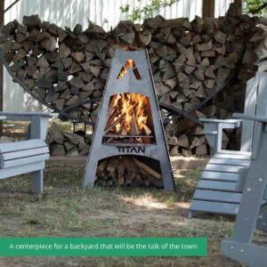 TITAN GREAT OUTDOORS 42" Matterhorn Pyramid Wood Fireplace Outdoor Chiminea Tower