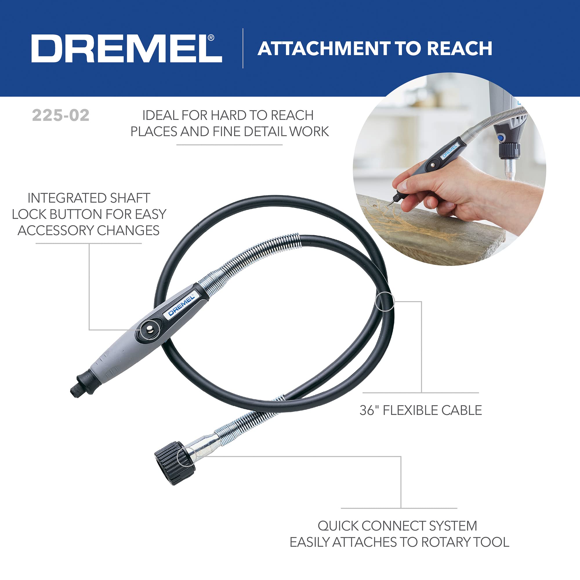 Dremel 575 Right Angle Attachment for Rotary Tool with Flex Shaft Rotary Tool Attachment with Comfort Grip and 36” Long Cable