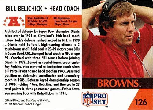 1991 Pro Set Football #126 Bill Belichick Rookie Card