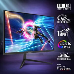 Sceptre 25" Gaming Monitor 1920 x 1080p up to 165Hz 1ms AMD FreeSync Premium HDMI x3 DisplayPort Build-in Speakers, 106% sRGB Machine Black (E255B-FWD168)