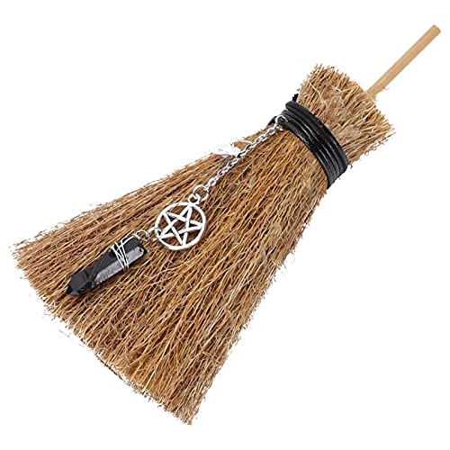 BESTOYARD 1pc Broom Pendant Small Wizard Broom Witches Accessories Halloween Brooms Pendants Halloween Straw Brooms Wood Witch Broom Halloween Broomstick Branch The Witch Pentagram Crystal