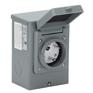 aqxreight - 30 amp generator power inlet box, tt-30p power inlet box, 125 volt, max power 3750 watts, weatherproof, outdoor use
