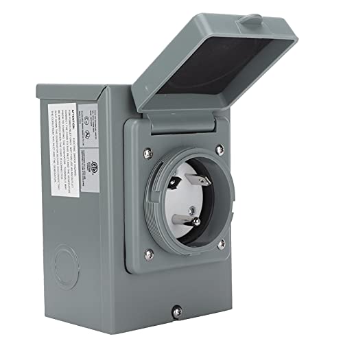 aqxreight - 30 Amp Generator Power Inlet Box, TT-30P Power Inlet Box, 125 Volt, Max Power 3750 Watts, Weatherproof, Outdoor Use