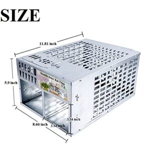 Joozer Humane Rat Trap Live Mouse Trap Indoor Animal Cage Multi Catch and Release 2 Door Large Bait Cage Reusable (Silver)