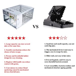 Joozer Humane Rat Trap Live Mouse Trap Indoor Animal Cage Multi Catch and Release 2 Door Large Bait Cage Reusable (Silver)