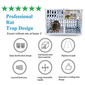 Joozer Humane Rat Trap Live Mouse Trap Indoor Animal Cage Multi Catch and Release 2 Door Large Bait Cage Reusable (Silver)