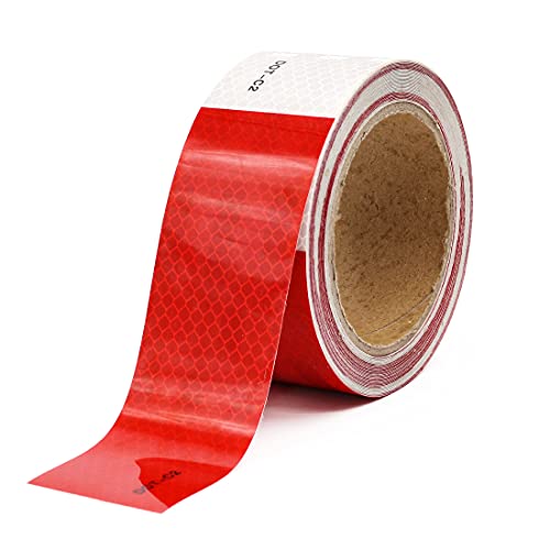 UTSAUTO DOT-C2 Reflective Tape 2 inches x 30ft Reflective Safety Tape Waterproof Warning Sticker Trailer Red & White Reflective Strip for Trailer Cars Trucks Outdoor