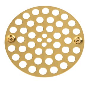 artiwell 4’’ shower strainer drain trim set, solid brass screw-in shower strainer drain cover, replacement strainer grid by artiwell, machine & self-tapping screws included (brushed gold)