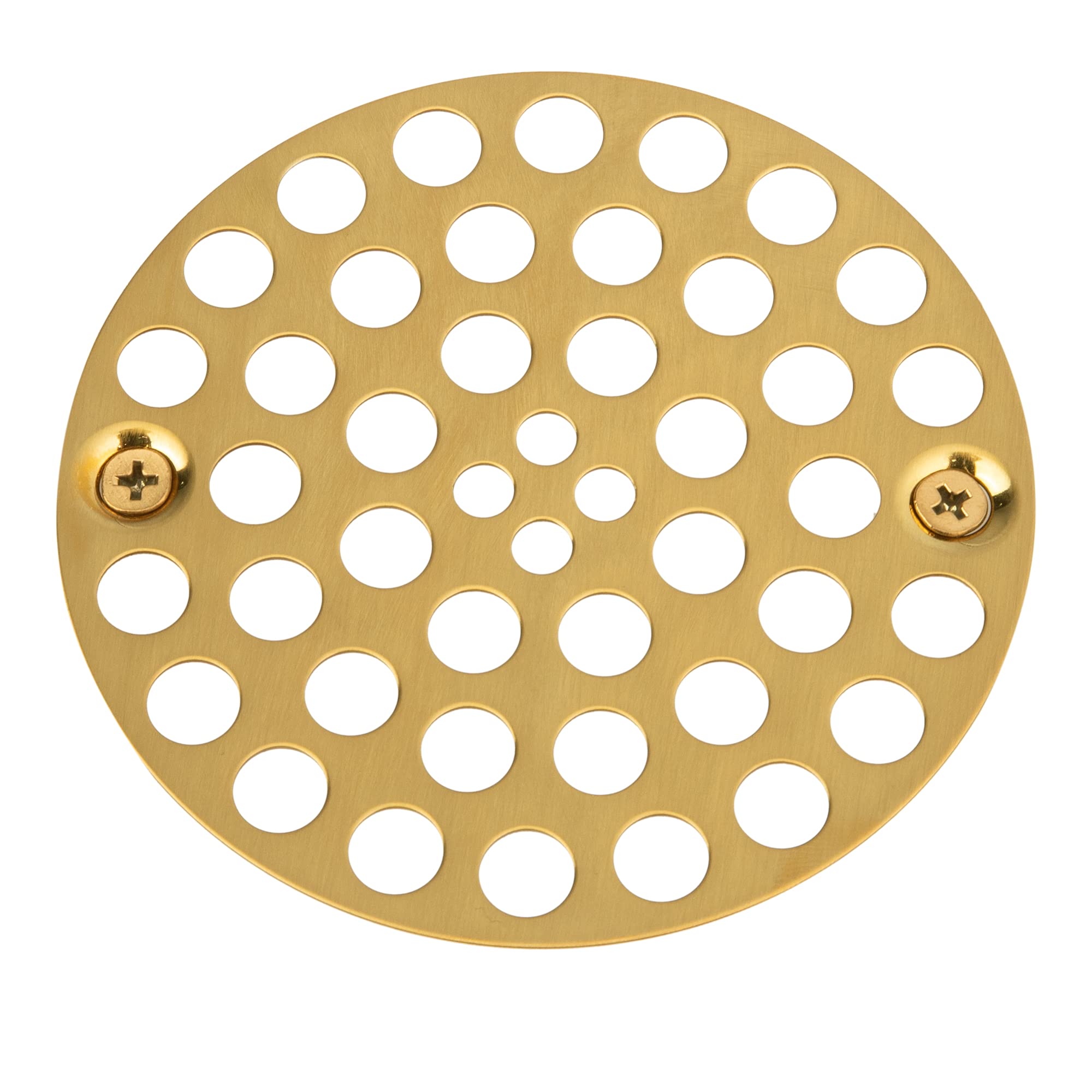 Artiwell 4’’ Shower Strainer Drain Trim Set, Solid Brass Screw-in Shower Strainer Drain Cover, Replacement Strainer Grid by Artiwell, Machine & Self-Tapping Screws Included (Brushed Gold)