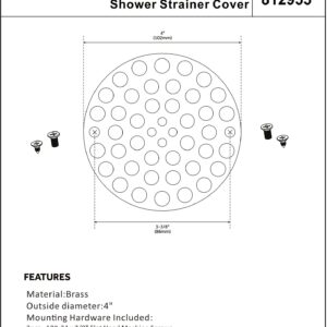 Artiwell 4’’ Shower Strainer Drain Trim Set, Solid Brass Screw-in Shower Strainer Drain Cover, Replacement Strainer Grid by Artiwell, Machine & Self-Tapping Screws Included (Brushed Gold)