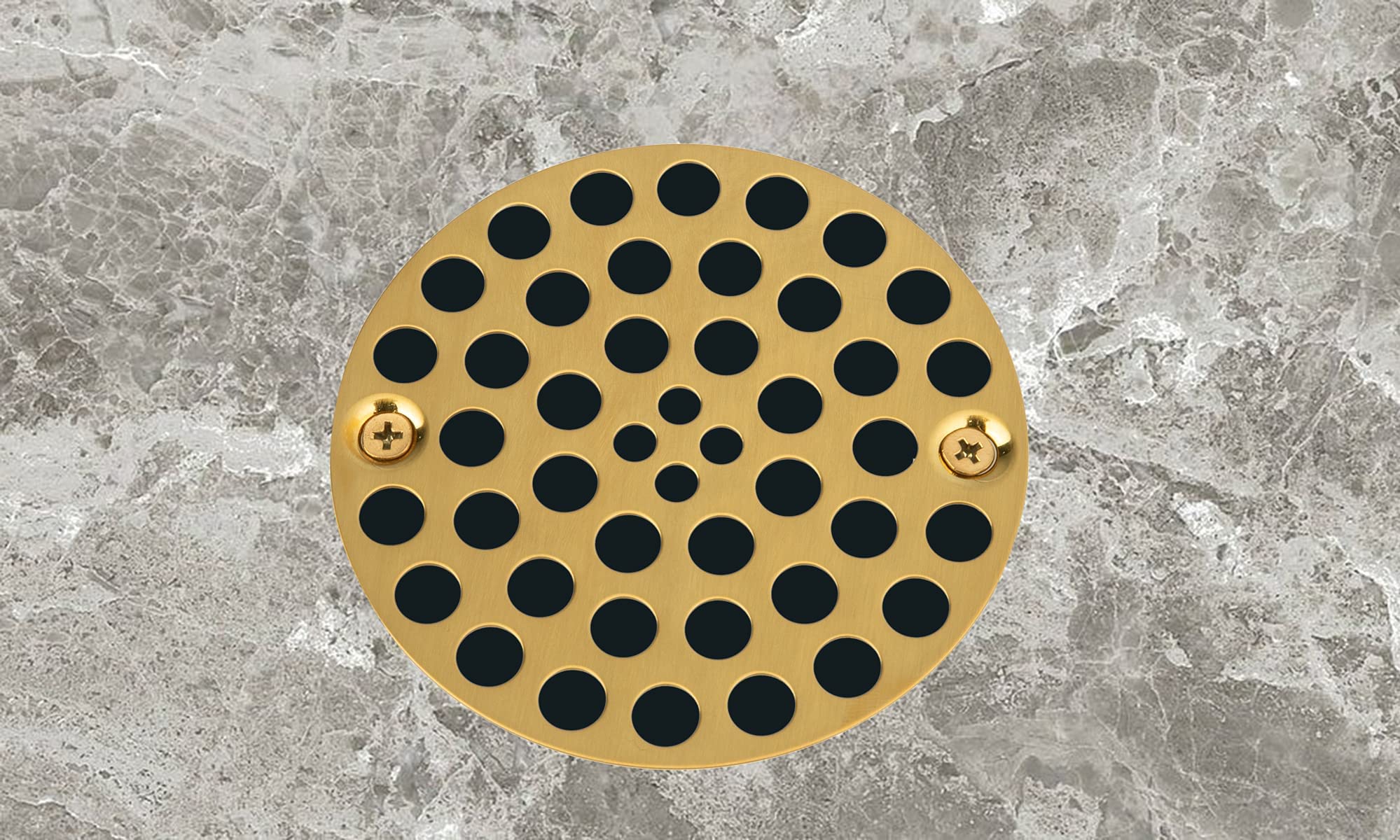 Artiwell 4’’ Shower Strainer Drain Trim Set, Solid Brass Screw-in Shower Strainer Drain Cover, Replacement Strainer Grid by Artiwell, Machine & Self-Tapping Screws Included (Brushed Gold)