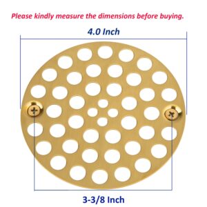 Artiwell 4’’ Shower Strainer Drain Trim Set, Solid Brass Screw-in Shower Strainer Drain Cover, Replacement Strainer Grid by Artiwell, Machine & Self-Tapping Screws Included (Brushed Gold)