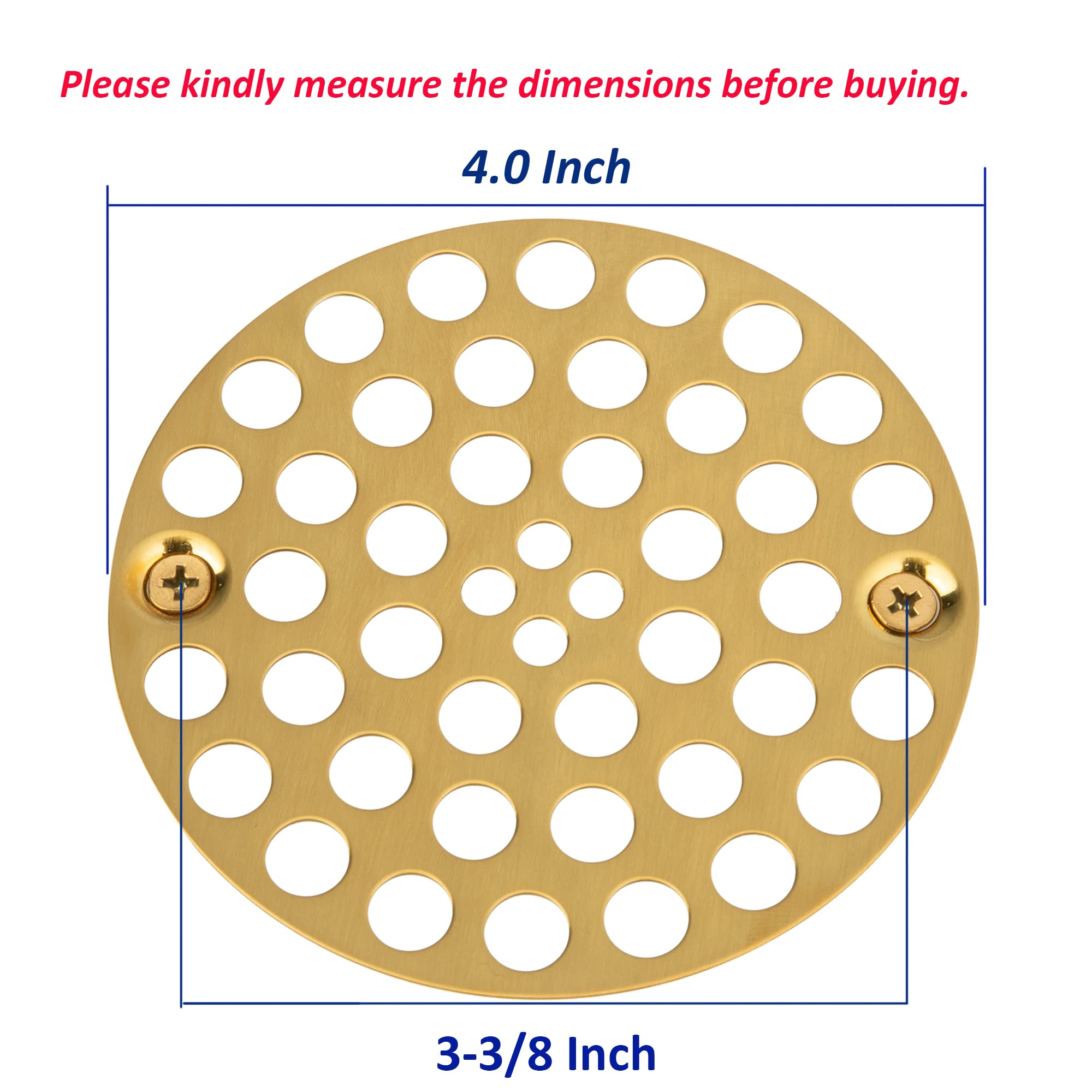 Artiwell 4’’ Shower Strainer Drain Trim Set, Solid Brass Screw-in Shower Strainer Drain Cover, Replacement Strainer Grid by Artiwell, Machine & Self-Tapping Screws Included (Brushed Gold)