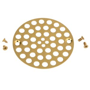 Artiwell 4’’ Shower Strainer Drain Trim Set, Solid Brass Screw-in Shower Strainer Drain Cover, Replacement Strainer Grid by Artiwell, Machine & Self-Tapping Screws Included (Brushed Gold)