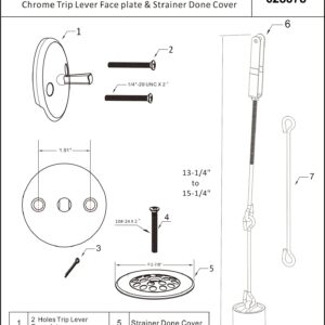 Tub Drain Linkage Assembly with Trip Lever and Strainer Done Cove, Fit for Trip Lever Bath Tub Waste and Overflow Drain by Artiwell