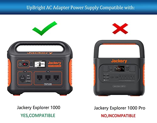 UpBright AC/DC Adapter Compatible with Jackery Explorer 1000 E1000 Portable Power Station 1002Wh Solar Generator 46.4Ah 21.6V Lithium-ion Battery 12V-30V Huntkey HKA18024075-6C ShenZhen Supply Charger