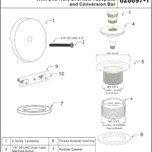 Artiwell Push & Lock Tub Trim Set with Single-Hole Overflow Faceplate, Bathtub Conversion Kit Assembly with Conversion Bar, Universal Fine/Coarse Thread, No Putty Installation (Brushed Gold)