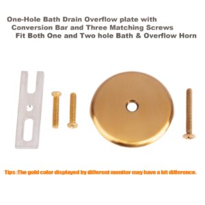 Artiwell Push & Lock Tub Trim Set with Single-Hole Overflow Faceplate, Bathtub Conversion Kit Assembly with Conversion Bar, Universal Fine/Coarse Thread, No Putty Installation (Brushed Gold)