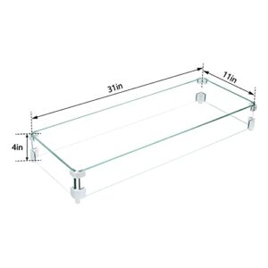 Ulax Furniture 31 x 11 x 4 Inch Fire Pit Glass Wind Guard Clear Tempered Glass Flame Guard for 29 Inch Outdoor Patio Fire Table Burner Pan, 5/16 Inch Thick