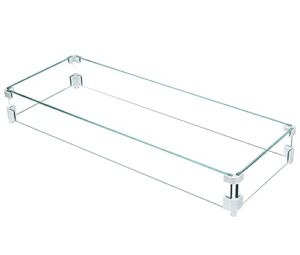 ulax furniture 31 x 11 x 4 inch fire pit glass wind guard clear tempered glass flame guard for 29 inch outdoor patio fire table burner pan, 5/16 inch thick