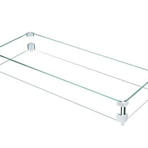 Ulax Furniture 31 x 11 x 4 Inch Fire Pit Glass Wind Guard Clear Tempered Glass Flame Guard for 29 Inch Outdoor Patio Fire Table Burner Pan, 5/16 Inch Thick