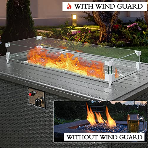 Ulax Furniture 31 x 11 x 4 Inch Fire Pit Glass Wind Guard Clear Tempered Glass Flame Guard for 29 Inch Outdoor Patio Fire Table Burner Pan, 5/16 Inch Thick