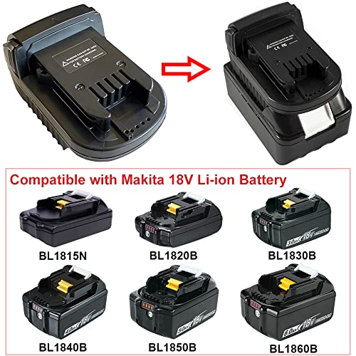 Battery Adapter for Makita 18V Lithium Battery BL1830B BL1850B BL1860B Convert to Milwaukee 18V M18 Lithium Battery, Converter Use for Milwaukee 18-Volt M18 Lithium Ion Cordless Tool