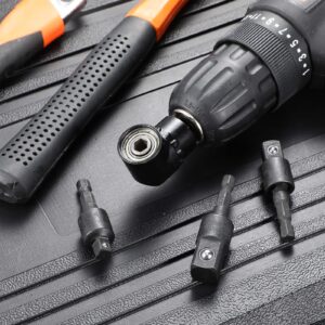 4 Pcs Impact Grade Sockets Adapter Power Drill Sockets Adapter Set with 360 Degree Rotatable Hex Shank Drill Adapters, 105 Degree Angle Screwdriver Drill Bit for Household Workplace Industry (Black)