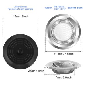 V-TOP Sink Strainer Stopper 4 Pack, Universal Silicone Kitchen Sink Drain Strainer Cover Plug Stopper Kit, 4.5 Inch Stainless Steel Sink Filter Strainer, Food Catcher for Kitchen Sink