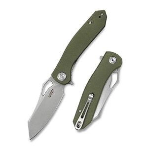 kubey drake ku310c gentlemans everyday carry, 7.87" pocket folding knife with tanto blade and g10 handle with reversible deep carry clip good for edc outdoor hiking and hunting