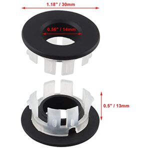 Murtenze 3Pcs Sink Overflow Ring, Sink Basin Trim Overflow Cover Copper Insert in Hole Round Caps for Kitchen Bathroom (Black)