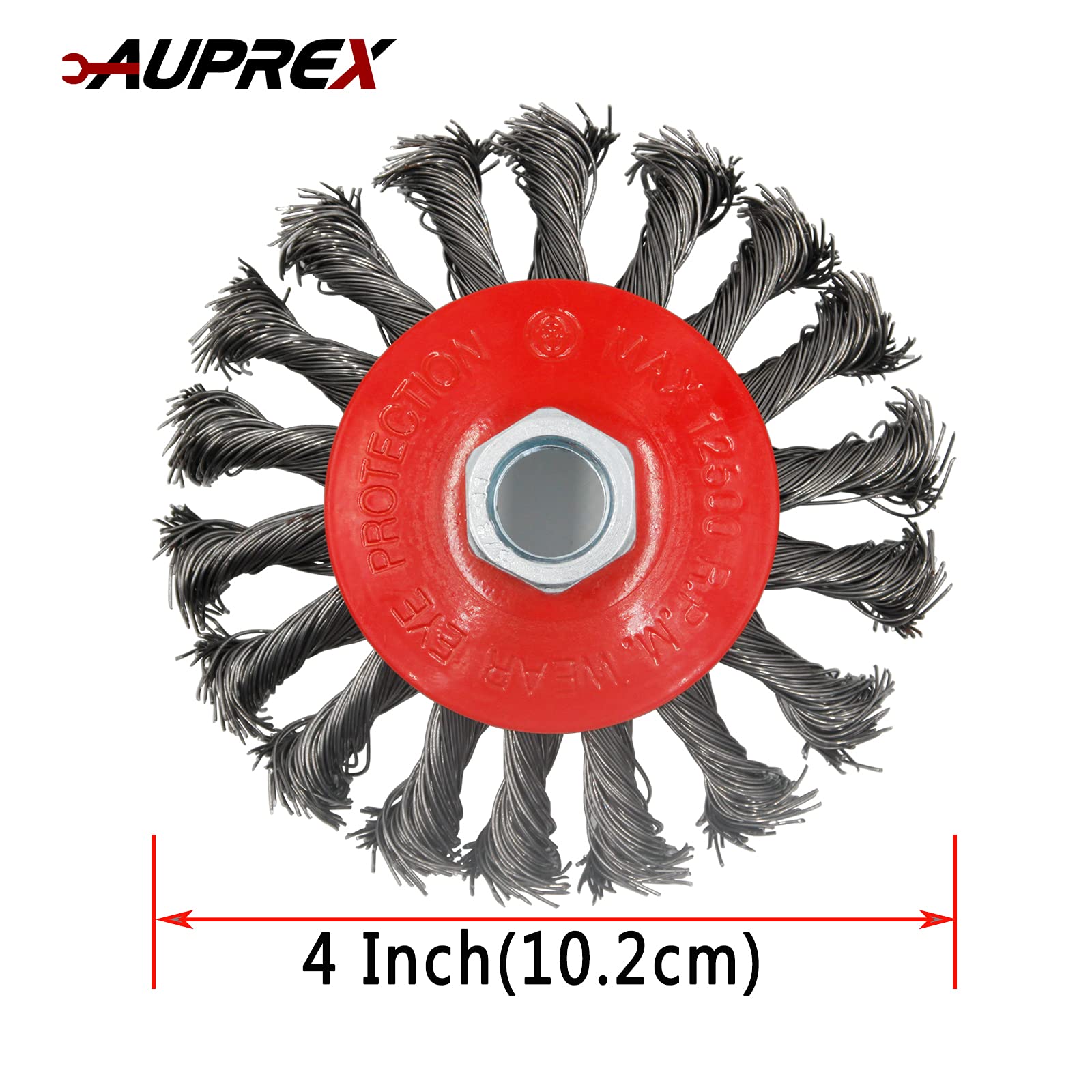 AUPREX 5 Pack 4 Inch Twist Knotted Wire Wheel Brush for Angle Grinder with 5/8 Inch-11 Threaded Arbor - 0.02 Inch Carbon Steel Wire for Heavy-Duty Conditioning for Various Metals