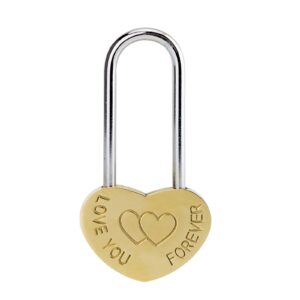 veyocilk love lock single heart padlock: 3.5" 50mm engraved love-you-forever wish lock without key everlasting love for lovers wedding, valentines, anniversary, travel, valentines day(no key)