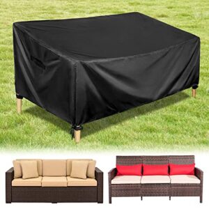 HIRALIY 3-Seater Outdoor Sofa Cover, Waterproof Outdoor Couch Cover, Heavy Duty Patio Furniture Covers for Outdoor Seating, Windproof Patio Sofa Covers for Winter, 82.6" L x 39" W x 27" H