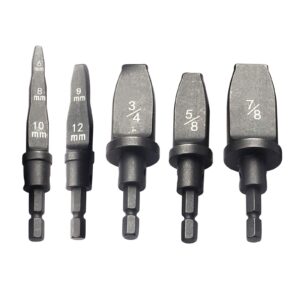 videopup 5pcs swaging tool drill bit set,metric pipe expander metric air conditioning copper pipe expander - 6/8/10mm, 9/12mm, 5/8", 3/4", 7/8" flaring spin set