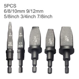 VideoPUP 5pcs Swaging Tool Drill Bit Set,Metric Pipe Expander Metric Air Conditioning Copper Pipe Expander - 6/8/10mm, 9/12mm, 5/8", 3/4", 7/8" Flaring Spin Set