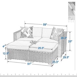 MFSTUDIO 4 Piece Patio Furniture Daybed Set, Outdoor Conversation Sectional Sofa Set, Navy Blue