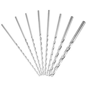 Murtenze 8Pcs 200mm Extra Long Twist Drill Bit Set, High-Speed Steel Straight Shank Twist Drill Bit for Wood Plastic and Aluminum(4/4.2/4.5/5/ 5.2/6/ 8/ 10mm)