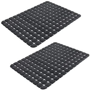 2 pcs kitchen sink mats, othway pvc sink mat protector for stainless steel & porcelain sink, 16" x 12"inch xl sink protectors for kitchen sink, quick draining sink saddle mat (black)
