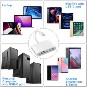 SZHAIYIJIN USB C SD Card Reader for iPhone 15/Mac/iPad Pro, 3 in 1 SD Card Reader USB C with USB Port Thunderbolt to SD TF Card Adapter Memory Card Reader for MacBook Pro/Air iMac M1 M2 Galaxy S22 S23