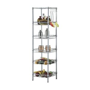 cages 6-shelf wire shelving units heavy duty metal shelf wire rack with leveling feet adjustable utility storage shelves for garage kitchen living room bathroom 13.38" l x 13.38" w x 63" h