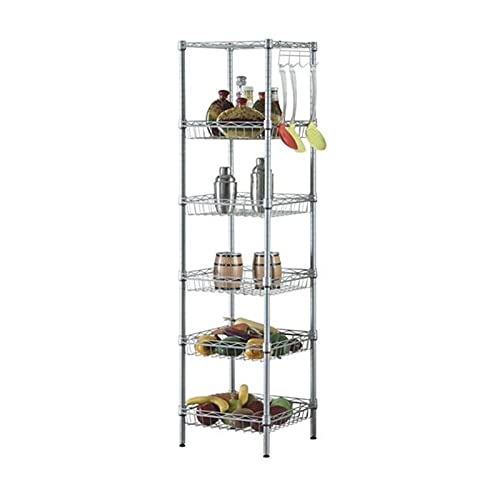 Cages 6-Shelf Wire Shelving Units Heavy Duty Metal Shelf Wire Rack with Leveling Feet Adjustable Utility Storage Shelves for Garage Kitchen Living Room Bathroom 13.38" L x 13.38" W x 63" H